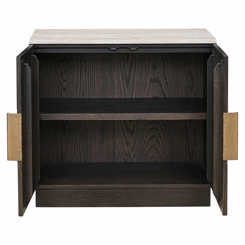 Comoda mica din Piatra Bej si Lemn de stejar Maro L85xH78.5cm Claremont Richmond Interiors