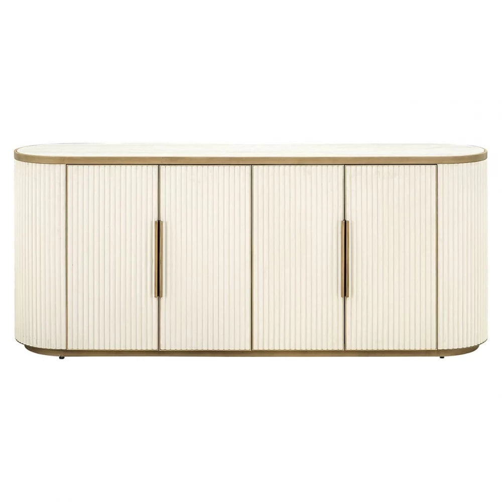 Comoda din Ceramica Alb si MDF/Metal Alb/Alama L192xH80cm Tivoli Richmond Interiors