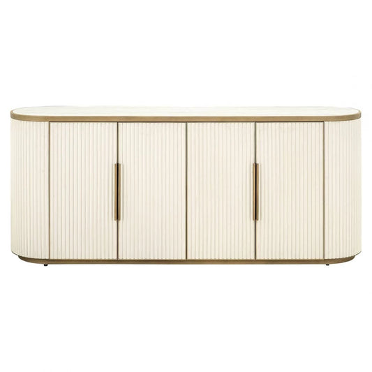 Comoda din Ceramica Alb si MDF/Metal Alb/Alama L192xH80cm Tivoli Richmond Interiors