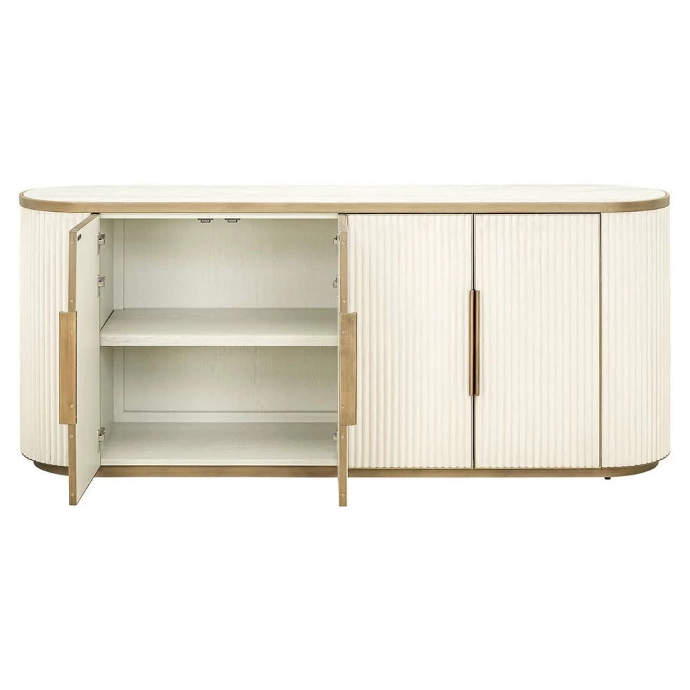 Comoda din Ceramica Alb si MDF/Metal Alb/Alama L192xH80cm Tivoli Richmond Interiors