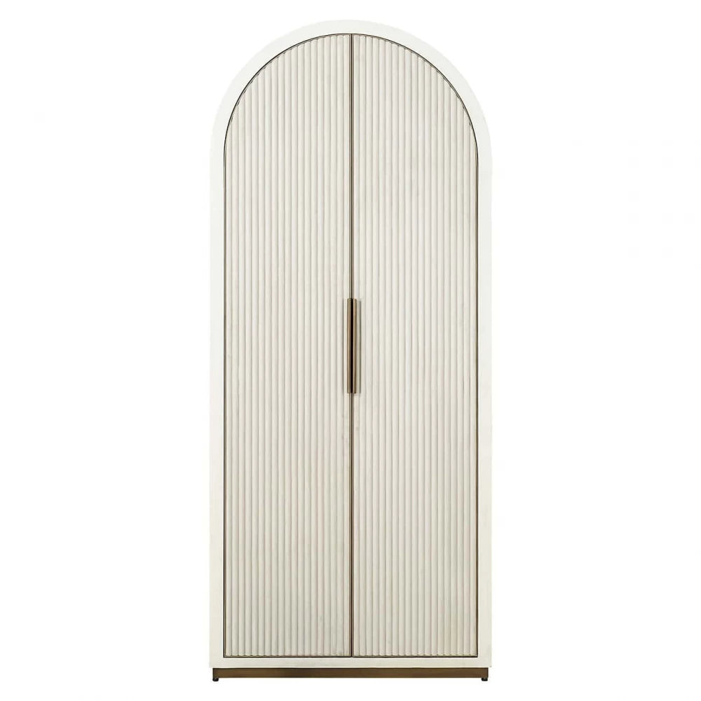 Dulap cu usi tapitate cu catifea din MDF Alb si MDF/Metal Alb/Alama L90xH212cm Tivoli Richmond Interiors