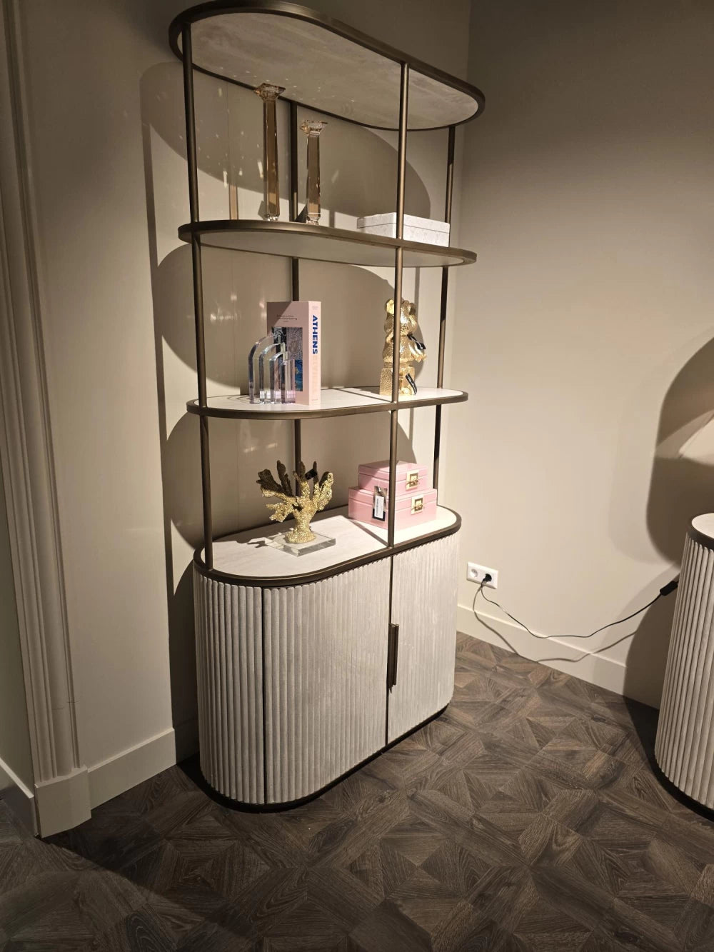 Raft din Ceramica Alb si MDF/Metal Alb/Alama L100xH197cm Tivoli Richmond Interiors