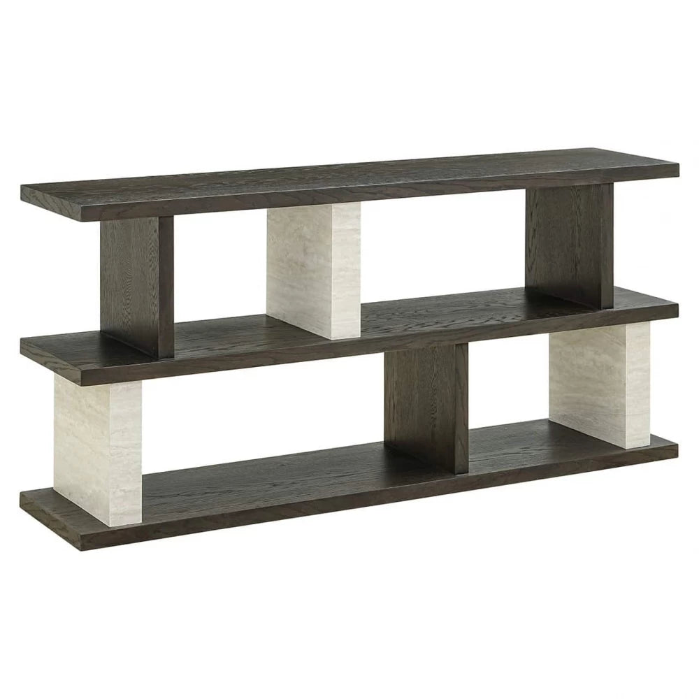 Consola din Furnir de stejar Maro si Lemn/Piatra Maro/Bej L171xH83cm Waldorf Richmond Interiors