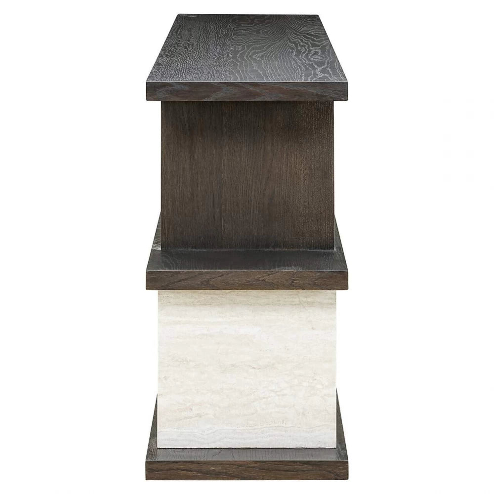 Consola din Furnir de stejar Maro si Lemn/Piatra Maro/Bej L171xH83cm Waldorf Richmond Interiors