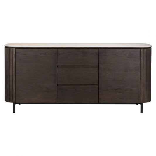 Comoda din Ceramica Bej si Furnir de stejar Maro L179.5xH80cm Ritz Richmond Interiors