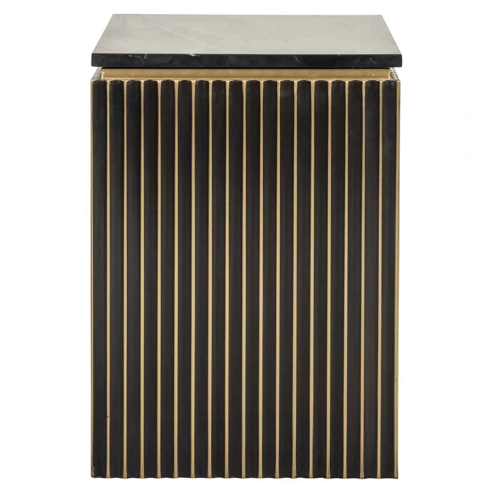 Noptiera din Marmura Negru si MDF placat cu metal Alama L50xH60cm Les Arcs Richmond Interiors
