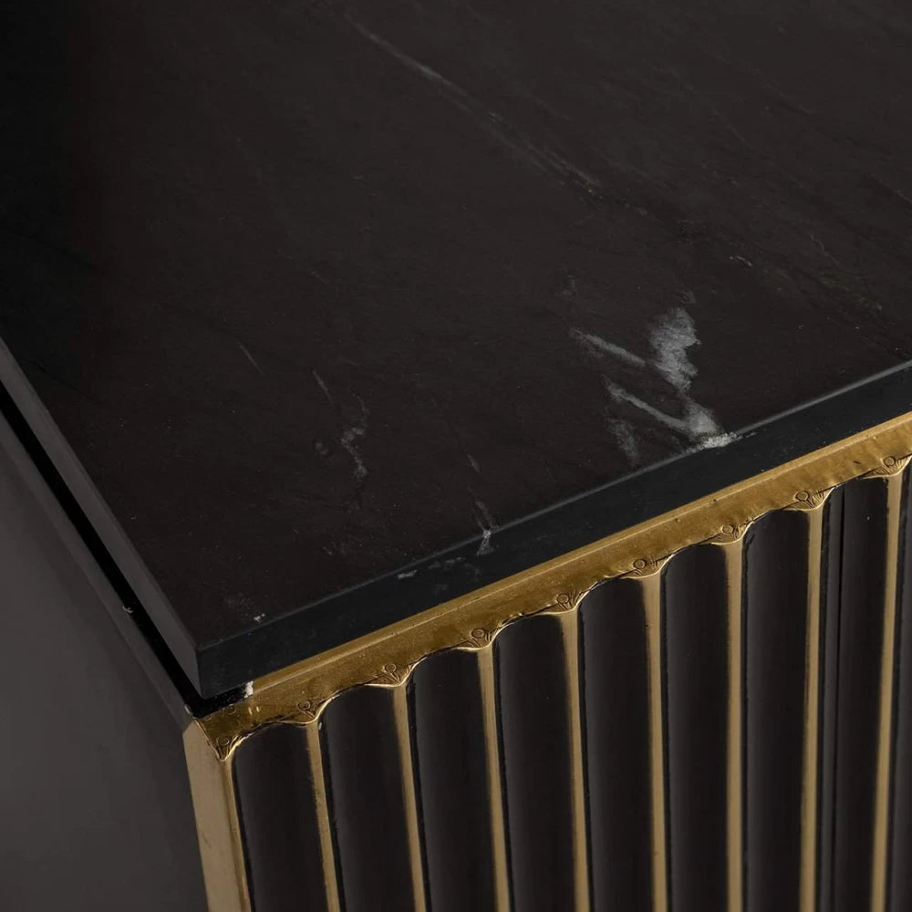 Noptiera din Marmura Negru si MDF placat cu metal Alama L50xH60cm Les Arcs Richmond Interiors