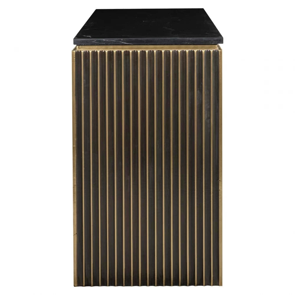 Consola din Marmura Negru si MDF placat cu metal Alama L160xH76cm Les Arcs Richmond Interiors