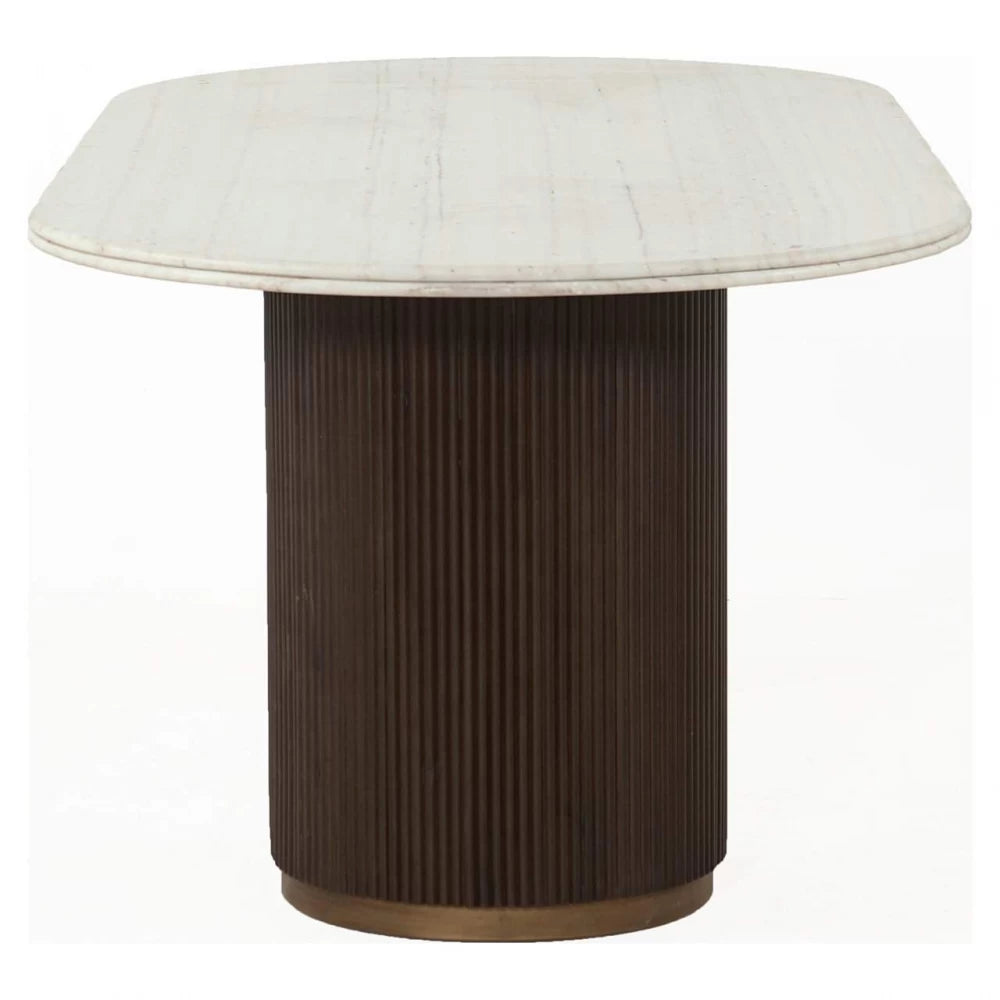 Masa Ovala din Marmura Alb Lemn/Metal Maro/alama L210xH76cm Mayfield  Richmond Interiors