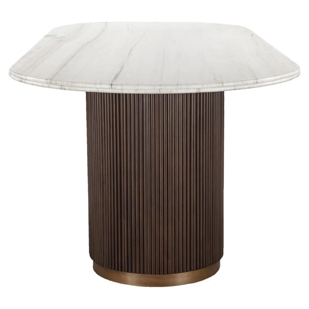 Masa Ovala din Marmura Alb Lemn/Metal Maro/alama L250xH76cm Mayfield  Richmond Interiors