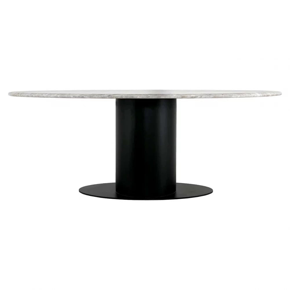 Masa Ovala din Marmura Alb si Metal Negru L200xH76cm Brodman Richmond Interiors