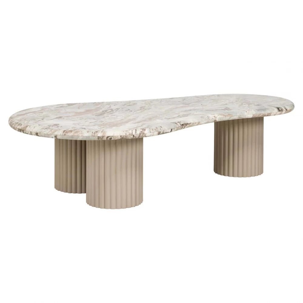 Masuta de cafea Asimetrica din Marmura Bej si MDF Bej L150xH37cm Coronel