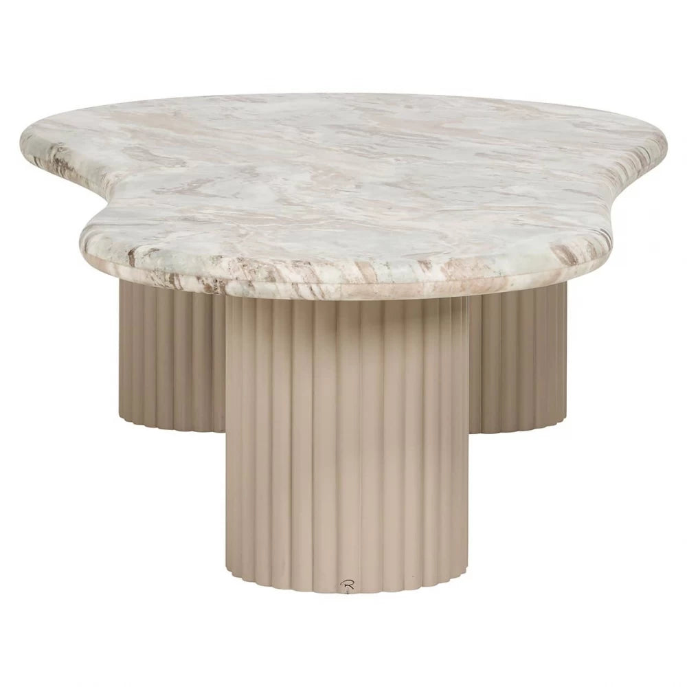 Masuta de cafea Asimetrica din Marmura Bej si MDF Bej L150xH37cm Coronel