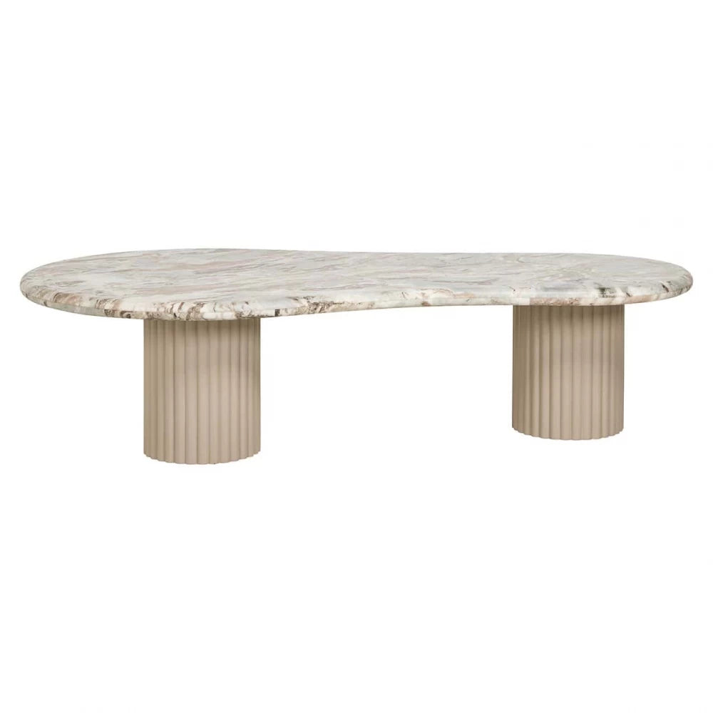 Masuta de cafea Asimetrica din Marmura Bej si MDF Bej L150xH37cm Coronel