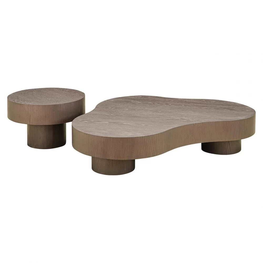 Masuta de cafea Asimetrica din Furnir de stejar Bronz L142xH30cm Bogor