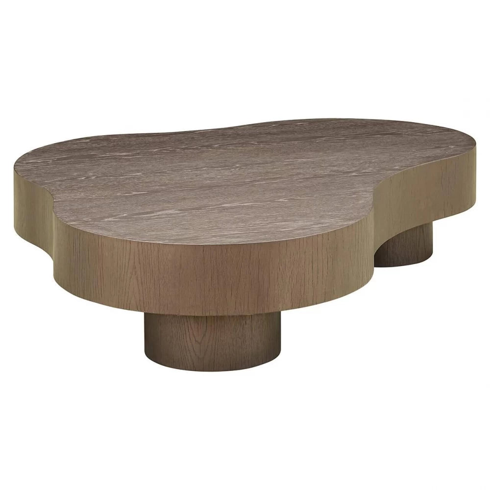 Masuta de cafea Asimetrica din Furnir de stejar Bronz L142xH30cm Bogor