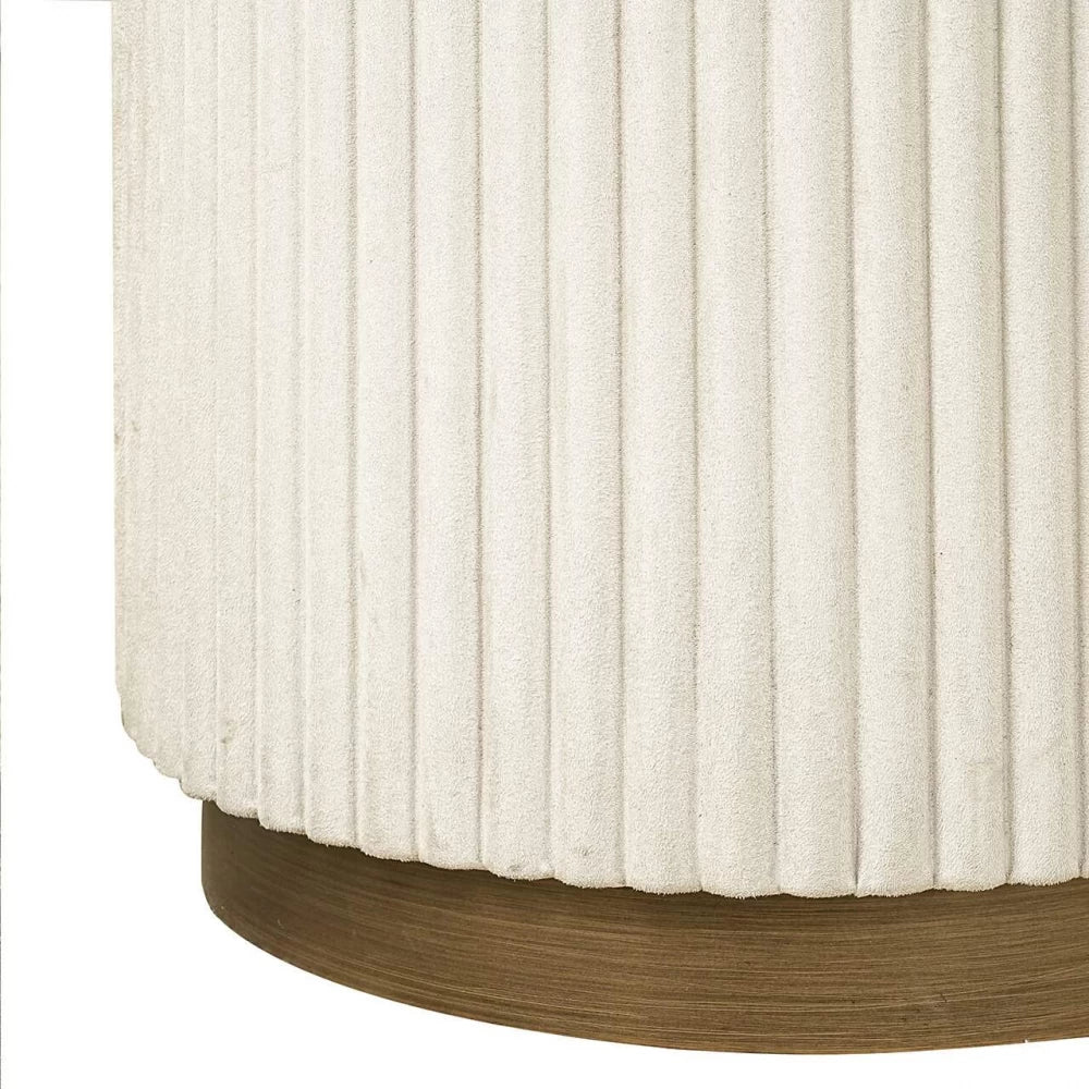 Set 2 masute de laterale Rotunda din Ceramica Alb si Metal Auriu D40/50xH49/56cm Tivoli