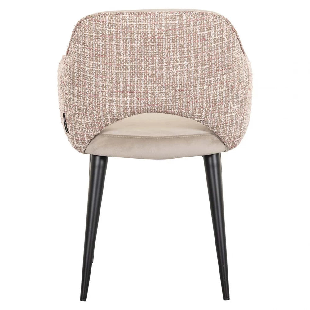 Scaun tapitat cu Catifea/Stofa Bej cu picioare din Metal Negru H85xL60xA64cm Giovanna Richmond interiors