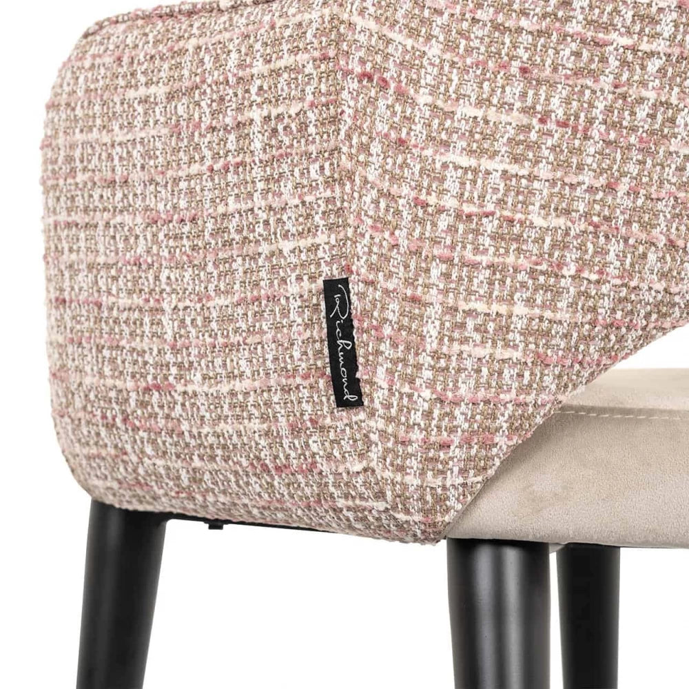 Scaun tapitat cu Catifea/Stofa Bej cu picioare din Metal Negru H85xL60xA64cm Giovanna Richmond interiors