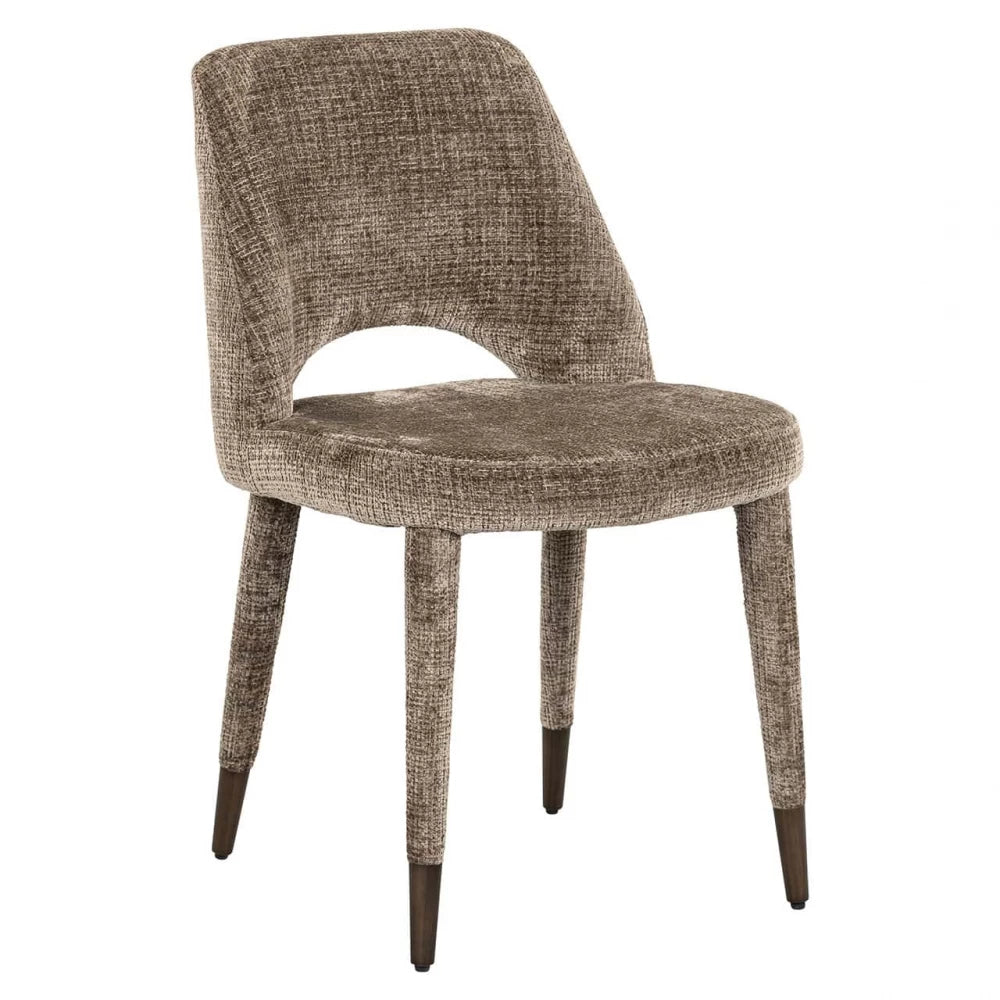 Scaun tapitat cu Chenille Maro cu picioare din Metal Maro H85xL50xA61cm Cecilia Richmond interiors