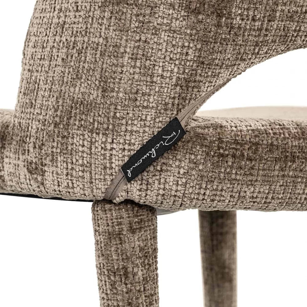 Scaun tapitat cu Chenille Maro cu picioare din Metal Maro H85xL50xA61cm Cecilia Richmond interiors