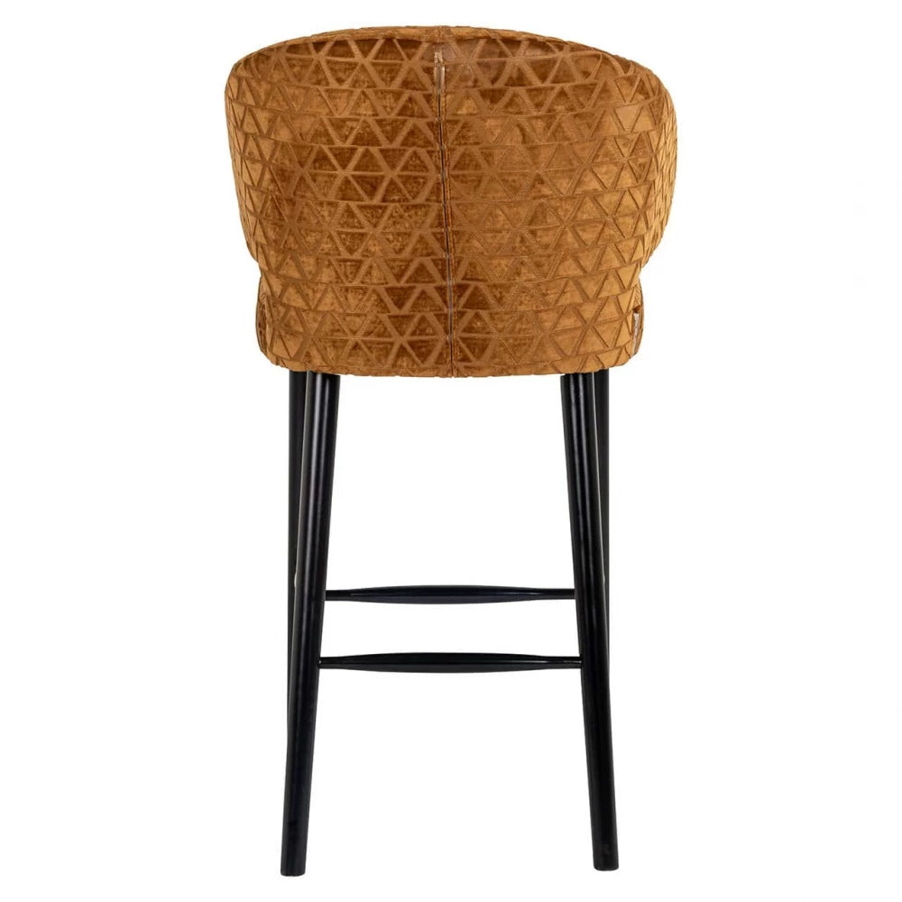 Scaun de bar tapitat cu Stofa Portocaliu cu picioare din Metal Negru H110xL62xA62cm Indigo  Richmond interiors