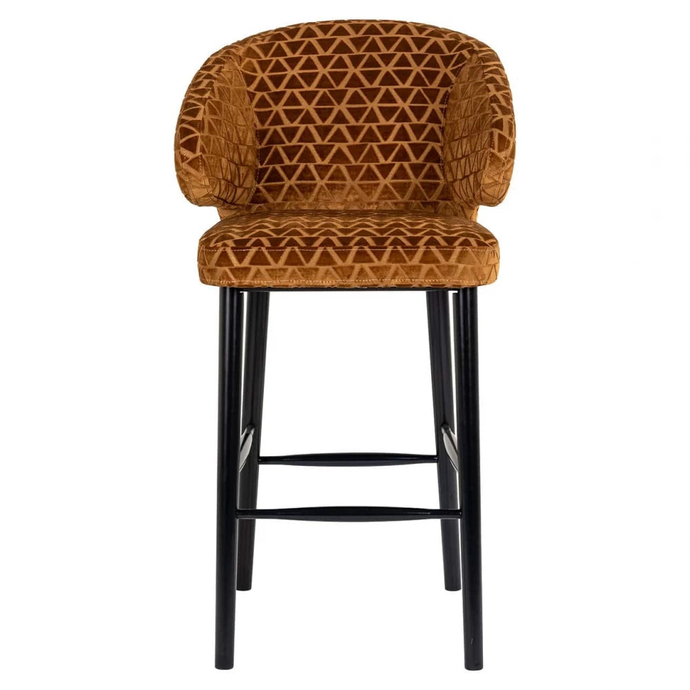 Scaun de bar tapitat cu Stofa Portocaliu cu picioare din Metal Negru H110xL62xA62cm Indigo  Richmond interiors