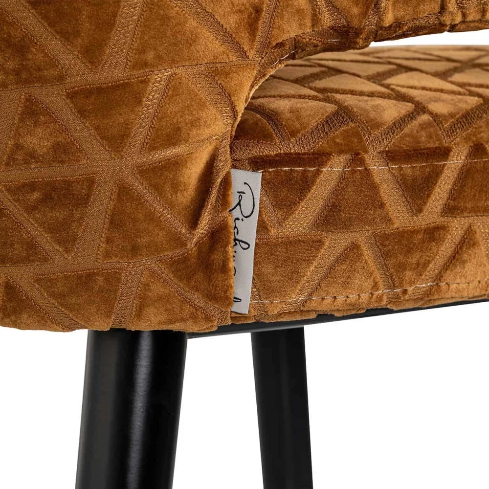 Scaun de bar tapitat cu Stofa Portocaliu cu picioare din Metal Negru H110xL62xA62cm Indigo  Richmond interiors