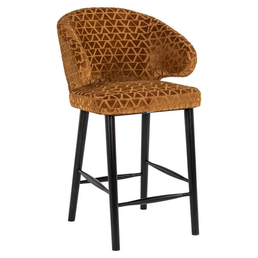 Scaun de insula tapitat cu Stofa Portocaliu cu picioare din Metal Negru H93xL62xA62cm Indigo  Richmond interiors