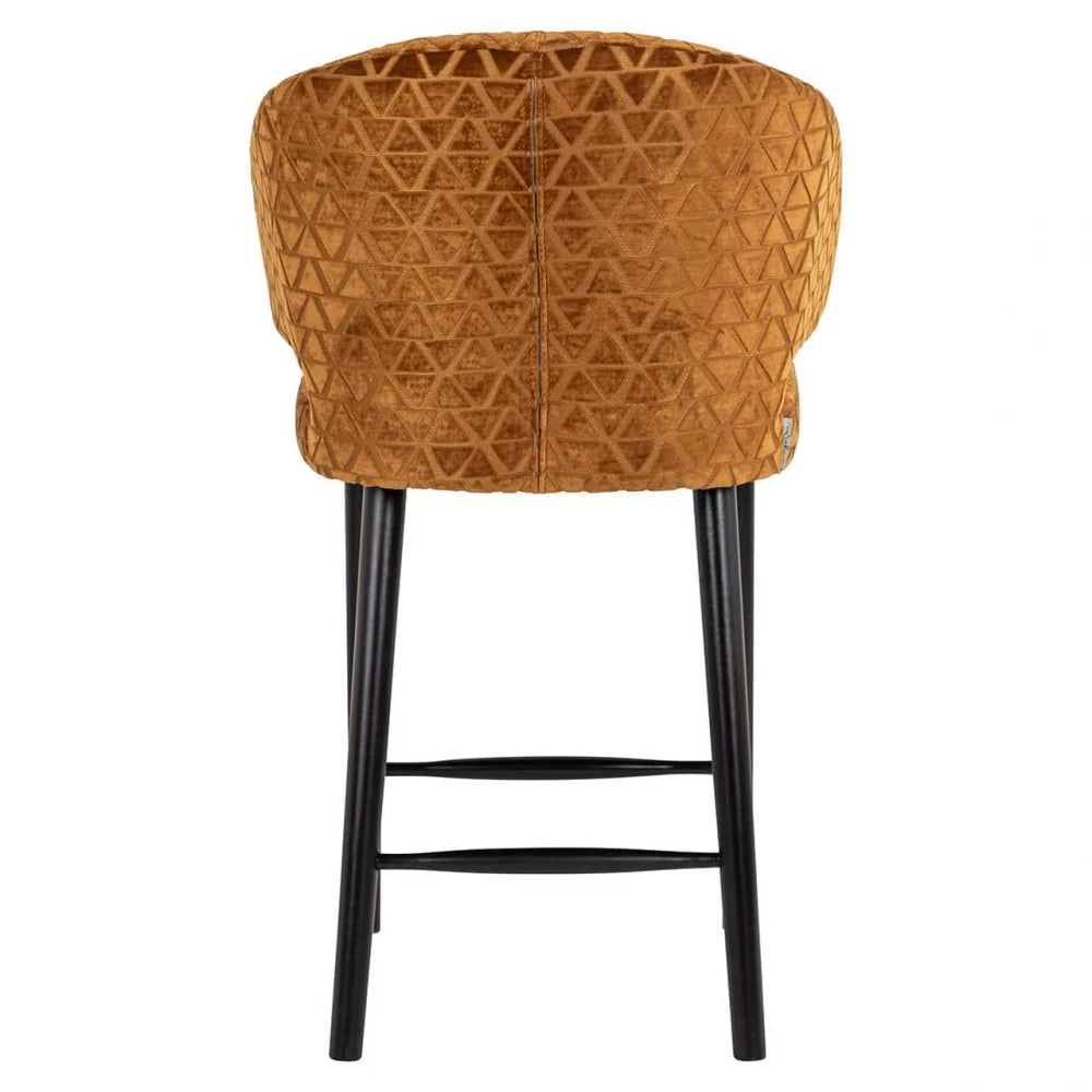 Scaun de insula tapitat cu Stofa Portocaliu cu picioare din Metal Negru H93xL62xA62cm Indigo  Richmond interiors