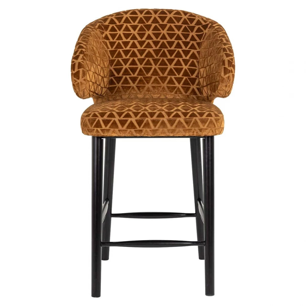 Scaun de insula tapitat cu Stofa Portocaliu cu picioare din Metal Negru H93xL62xA62cm Indigo  Richmond interiors