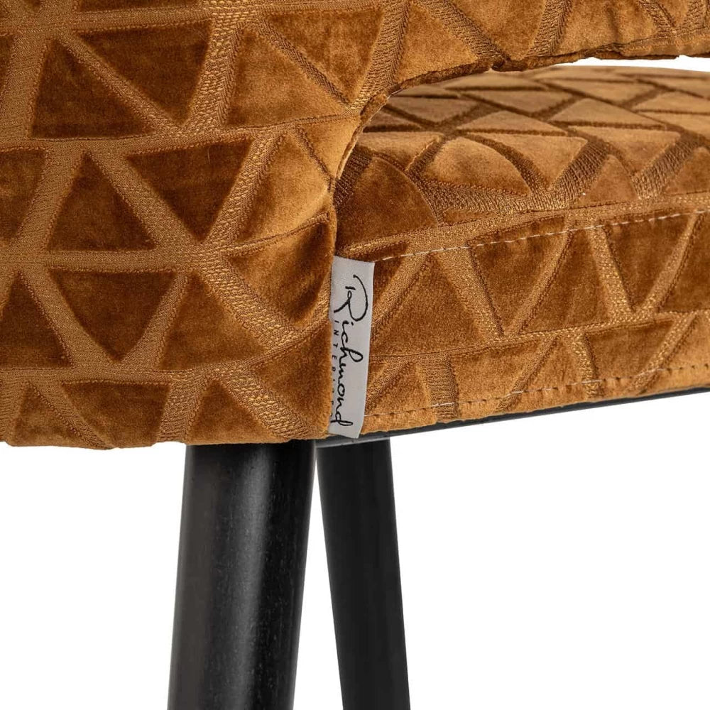 Scaun de insula tapitat cu Stofa Portocaliu cu picioare din Metal Negru H93xL62xA62cm Indigo  Richmond interiors