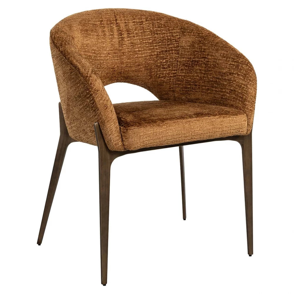 Scaun tapitat cu Stofa Maro cognac cu picioare din Metal Maro H82xL63xA57cm Kenzi  Richmond interiors