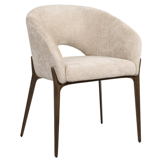 Scaun tapitat cu Stofa Crem cu picioare din Metal Maro H82xL63xA57cm Kenzi Richmond interiors