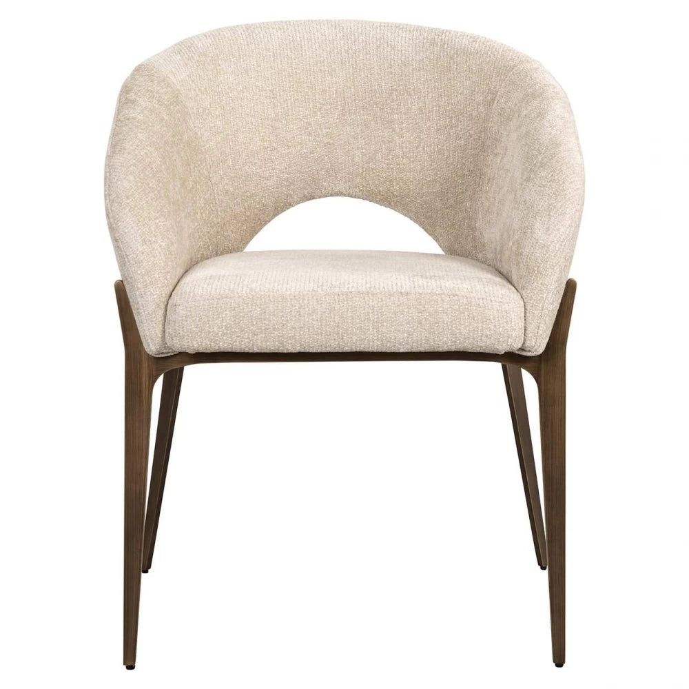 Scaun tapitat cu Stofa Crem cu picioare din Metal Maro H82xL63xA57cm Kenzi Richmond interiors