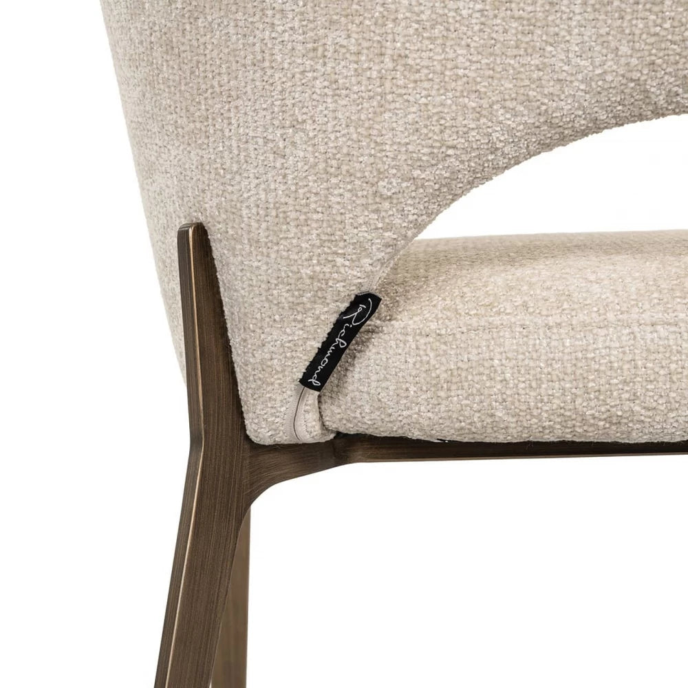 Scaun tapitat cu Stofa Crem cu picioare din Metal Maro H82xL63xA57cm Kenzi Richmond interiors