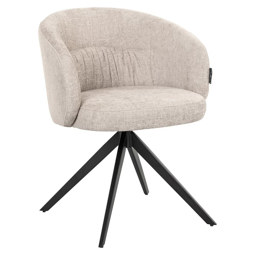 Scaun pivotant tapitat cu Stofa Bej cu picioare din Metal Negru H79xL62xA65cm Olivia Richmond interiors