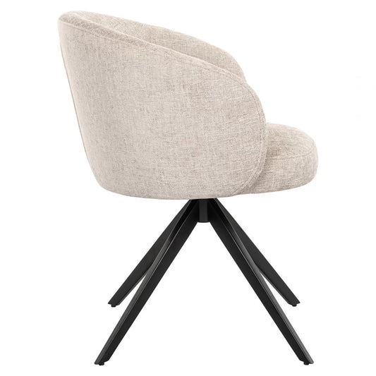 Scaun pivotant tapitat cu Stofa Bej cu picioare din Metal Negru H79xL62xA65cm Olivia Richmond interiors