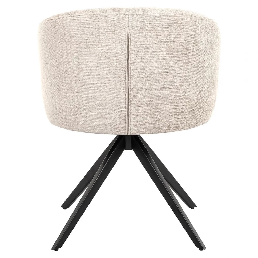 Scaun pivotant tapitat cu Stofa Bej cu picioare din Metal Negru H79xL62xA65cm Olivia Richmond interiors