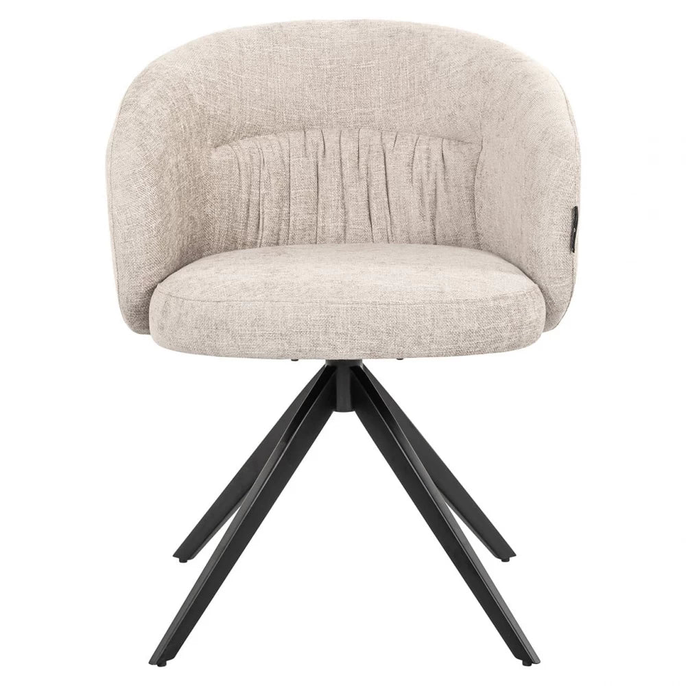 Scaun pivotant tapitat cu Stofa Bej cu picioare din Metal Negru H79xL62xA65cm Olivia Richmond interiors