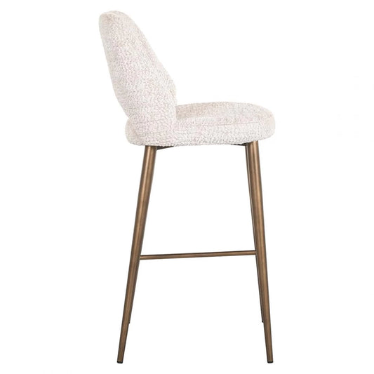 Scaun de bar tapitat cu Stofa Crem cu picioare din Metal Alama H107xL47xA56cm Delphine Richmond interiors