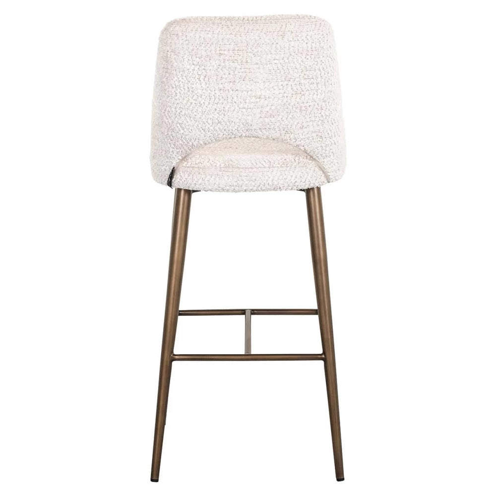 Scaun de bar tapitat cu Stofa Crem cu picioare din Metal Alama H107xL47xA56cm Delphine Richmond interiors