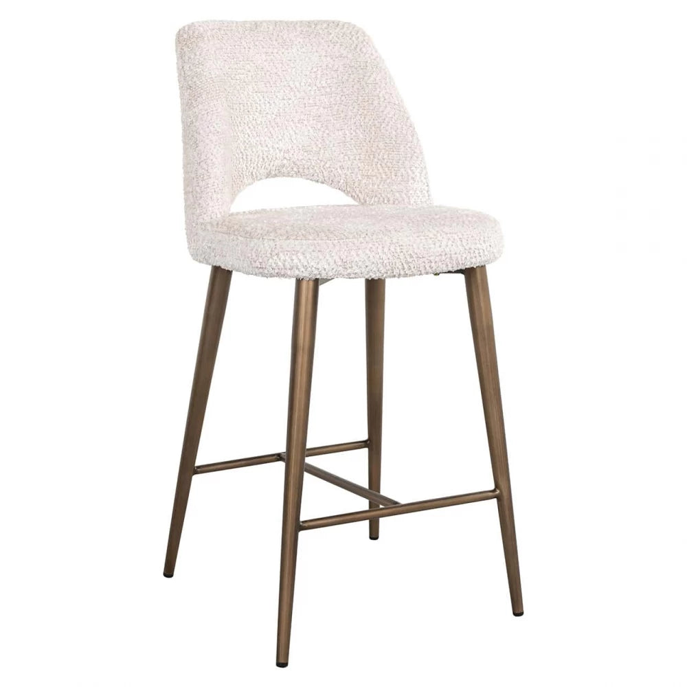 Scaun de insula tapitat cu Stofa Crem cu picioare din Metal Alama H98.5xL47xA56cm Delphine Richmond interiors
