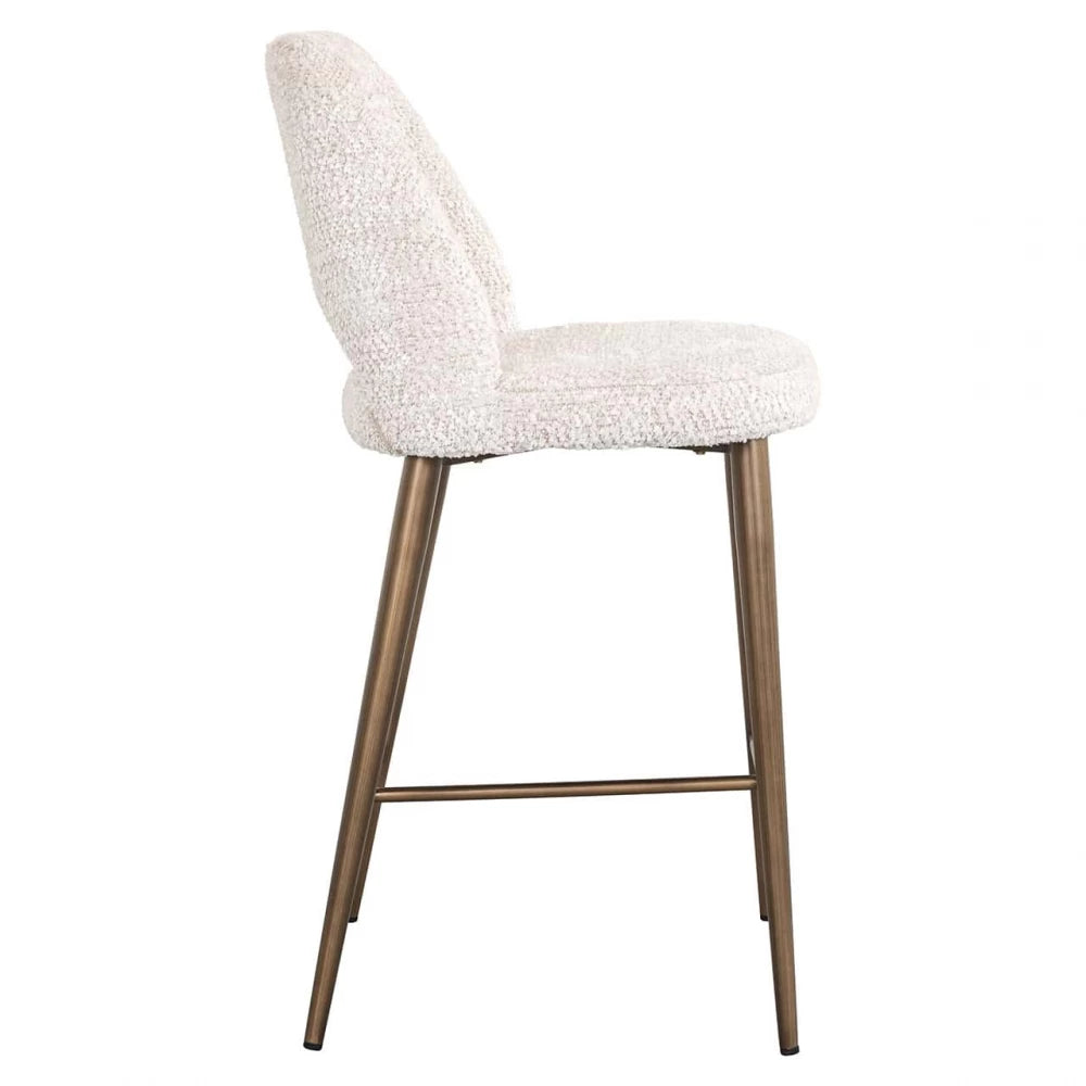 Scaun de insula tapitat cu Stofa Crem cu picioare din Metal Alama H98.5xL47xA56cm Delphine Richmond interiors