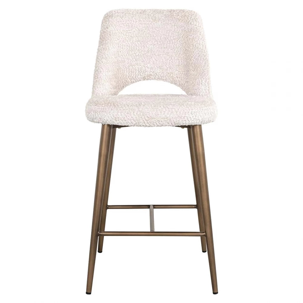 Scaun de insula tapitat cu Stofa Crem cu picioare din Metal Alama H98.5xL47xA56cm Delphine Richmond interiors