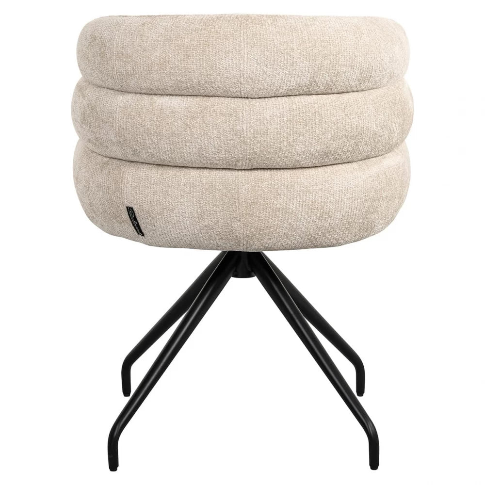 Scaun pivotant tapitat cu Stofa Crem cu picioare din Metal Negru H80.5xL62xA62cm Kayla  Richmond interiors