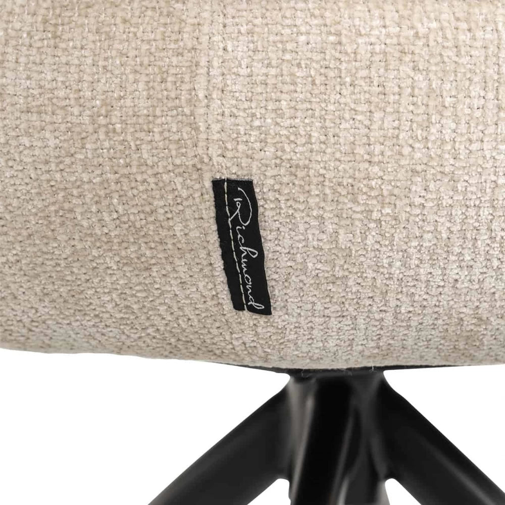 Scaun pivotant tapitat cu Stofa Crem cu picioare din Metal Negru H80.5xL62xA62cm Kayla  Richmond interiors