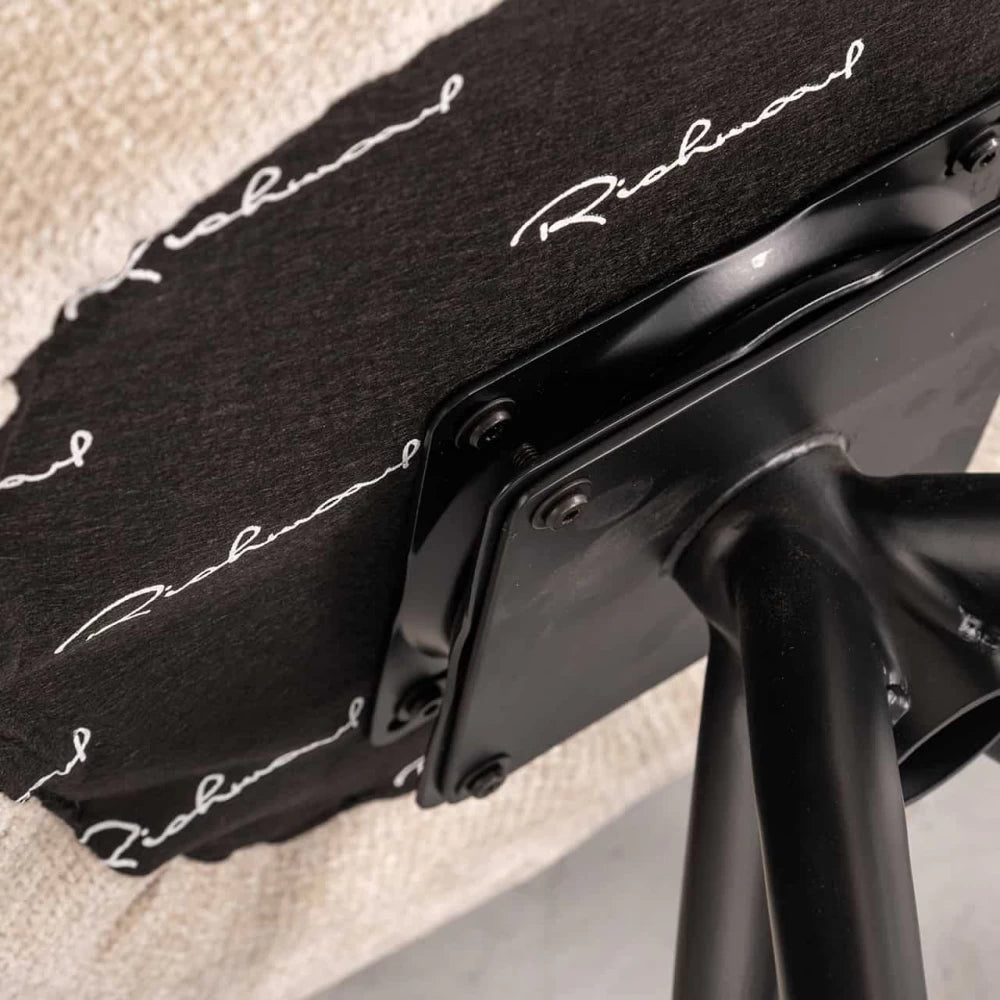 Scaun pivotant tapitat cu Stofa Crem cu picioare din Metal Negru H80.5xL62xA62cm Kayla  Richmond interiors