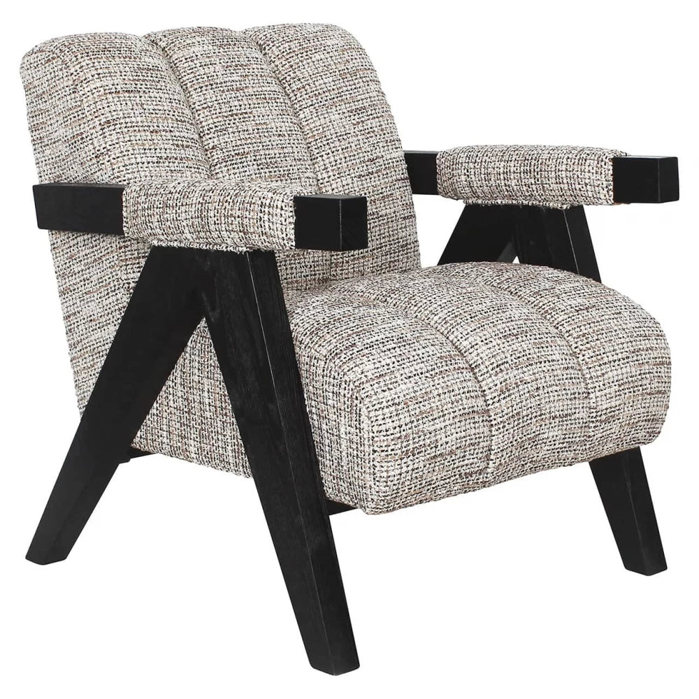 Fotoliu tapitat cu Stofa Bej cu picioare din Lemn de frasin Negru H83xL73xA84cm Clover  Richmond interiors