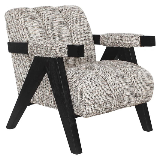 Fotoliu tapitat cu Stofa Bej cu picioare din Lemn de frasin Negru H83xL73xA84cm Clover  Richmond interiors